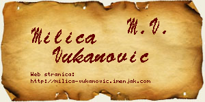 Milica Vukanović vizit kartica